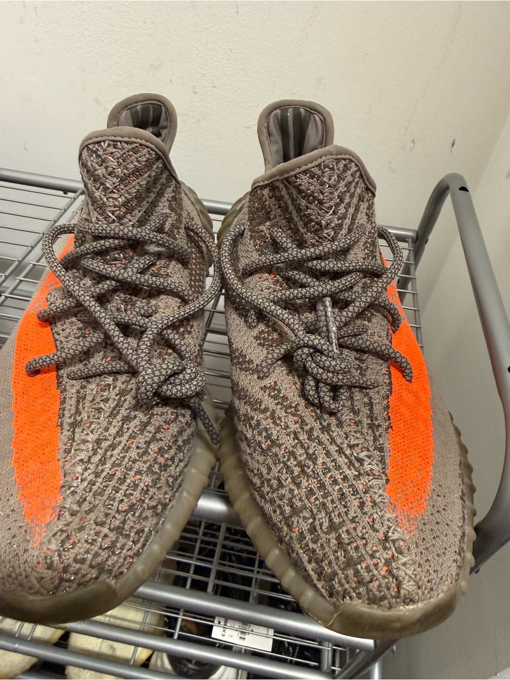 Athletic Knit Sneakers with Bright Orange Stripe